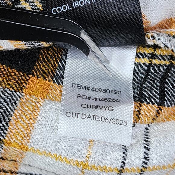 Torrid Top Womens 1 1X/14-16 Yellow Black Plaid Peplum Crinkle Flannel Gauze - Picture 7 of 10